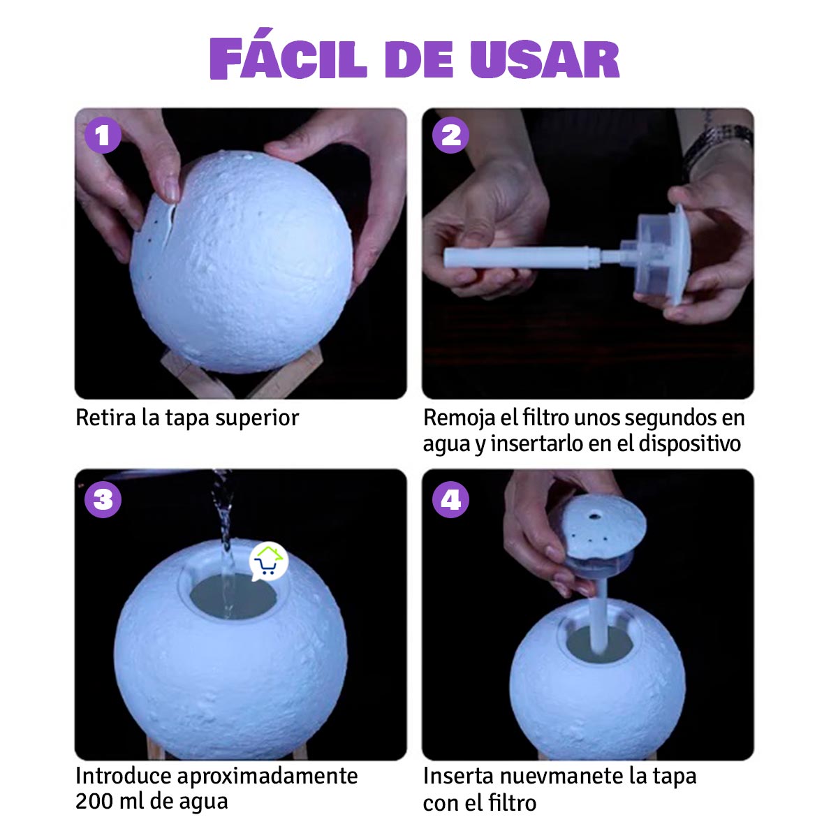 Miniatura 4 de Humidificador Lampara Luna LED 2305013